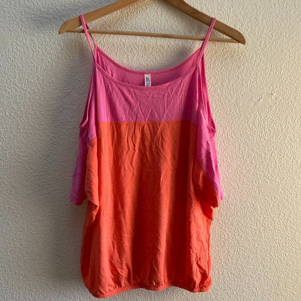 Victoria's Secret VS Tee Shop Cold Shoulder Shirt Top Pink Orange Medium